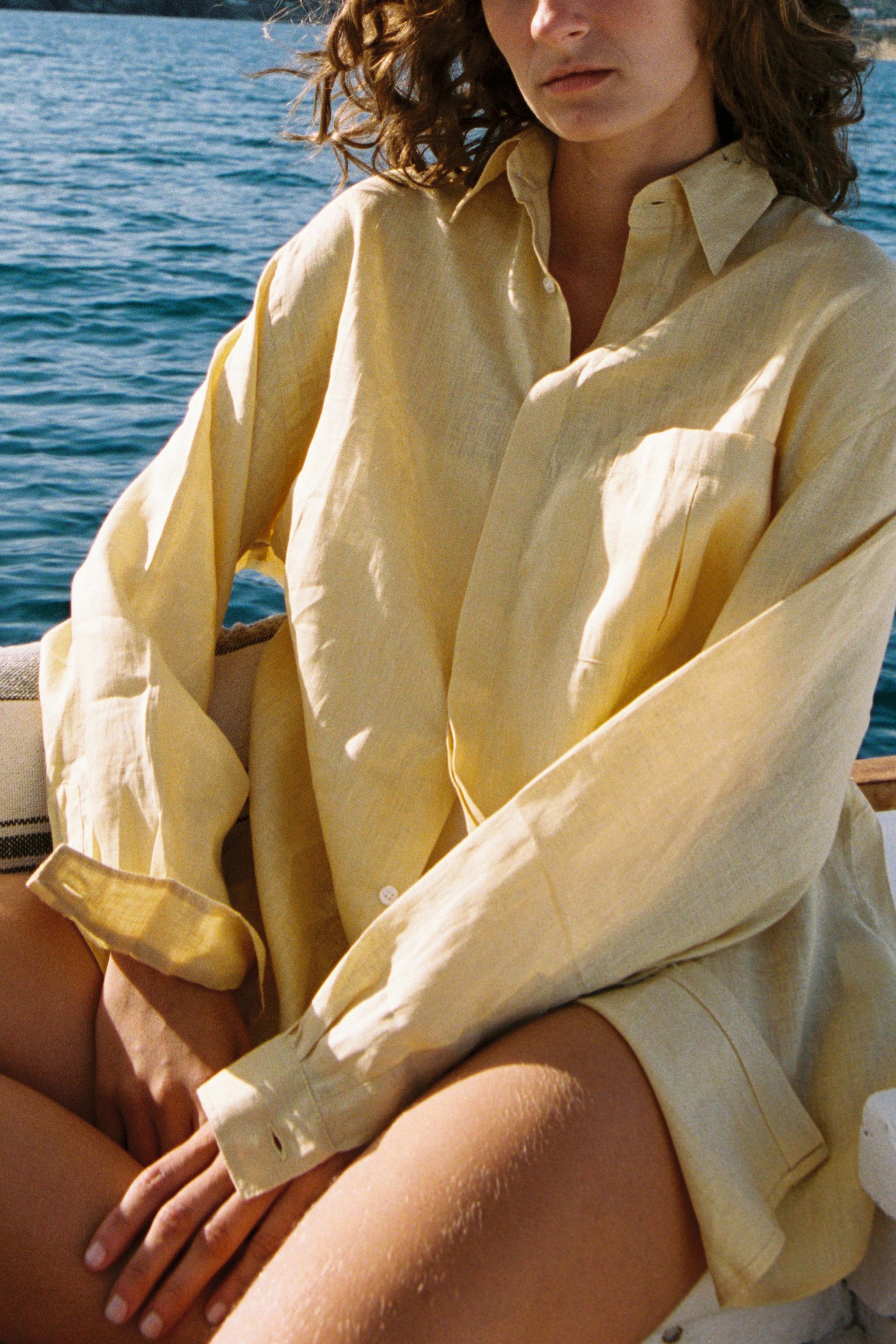 Thomaz Oversized Shirt — 100% Linen, Yellow