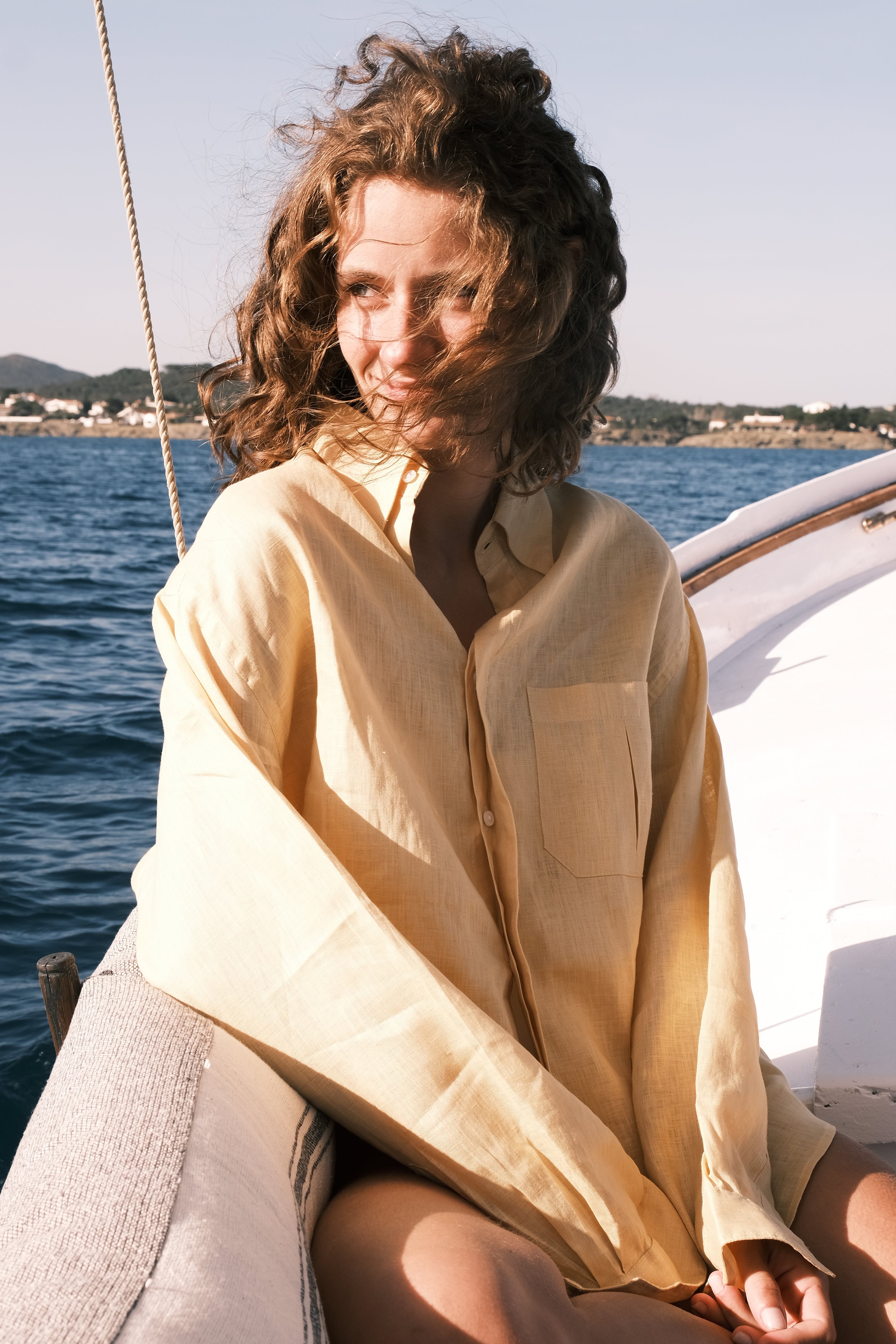 Thomaz Oversized Shirt — 100% Linen, Yellow