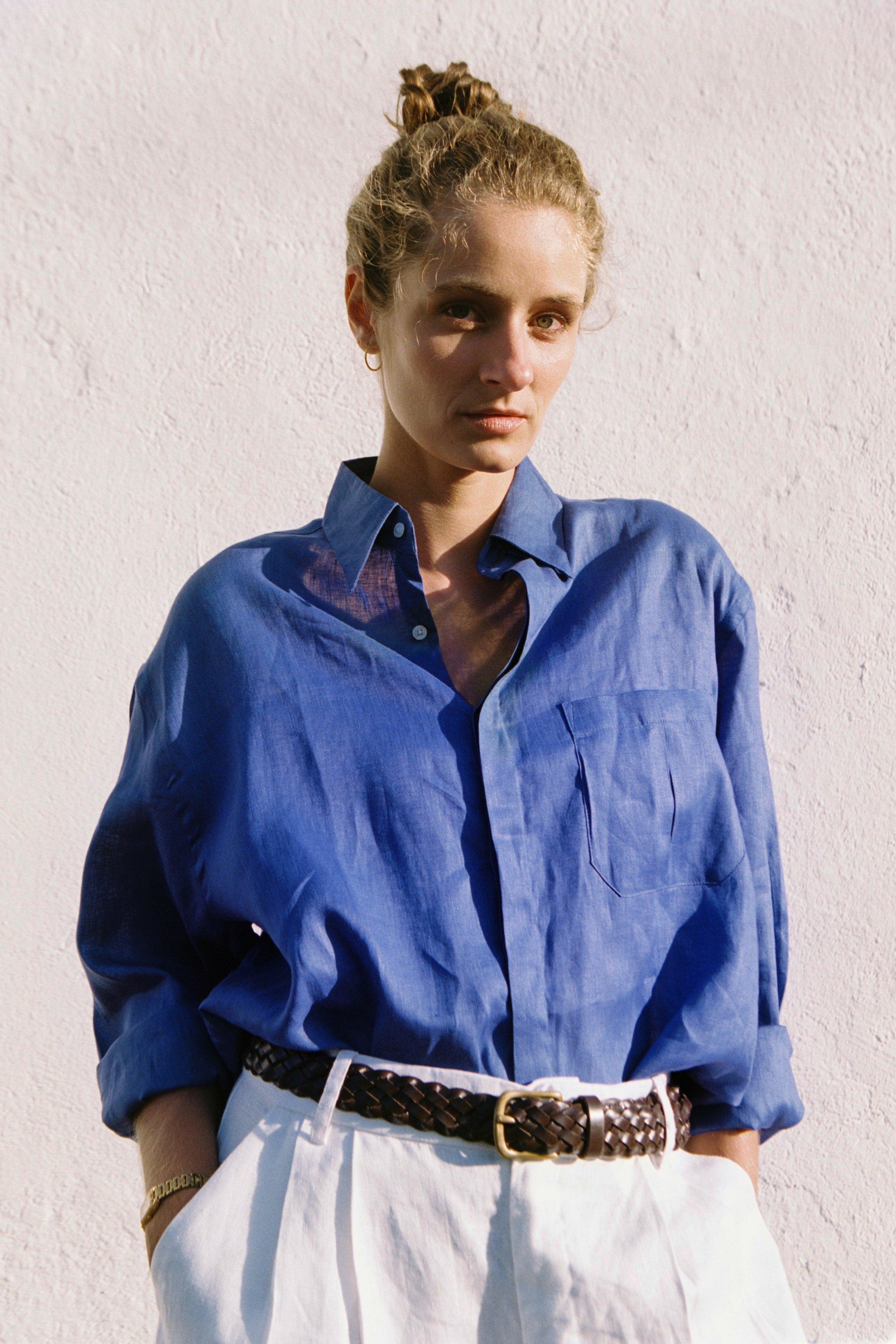 Thomaz Oversized Shirt — 100% Linen, Royal Blue