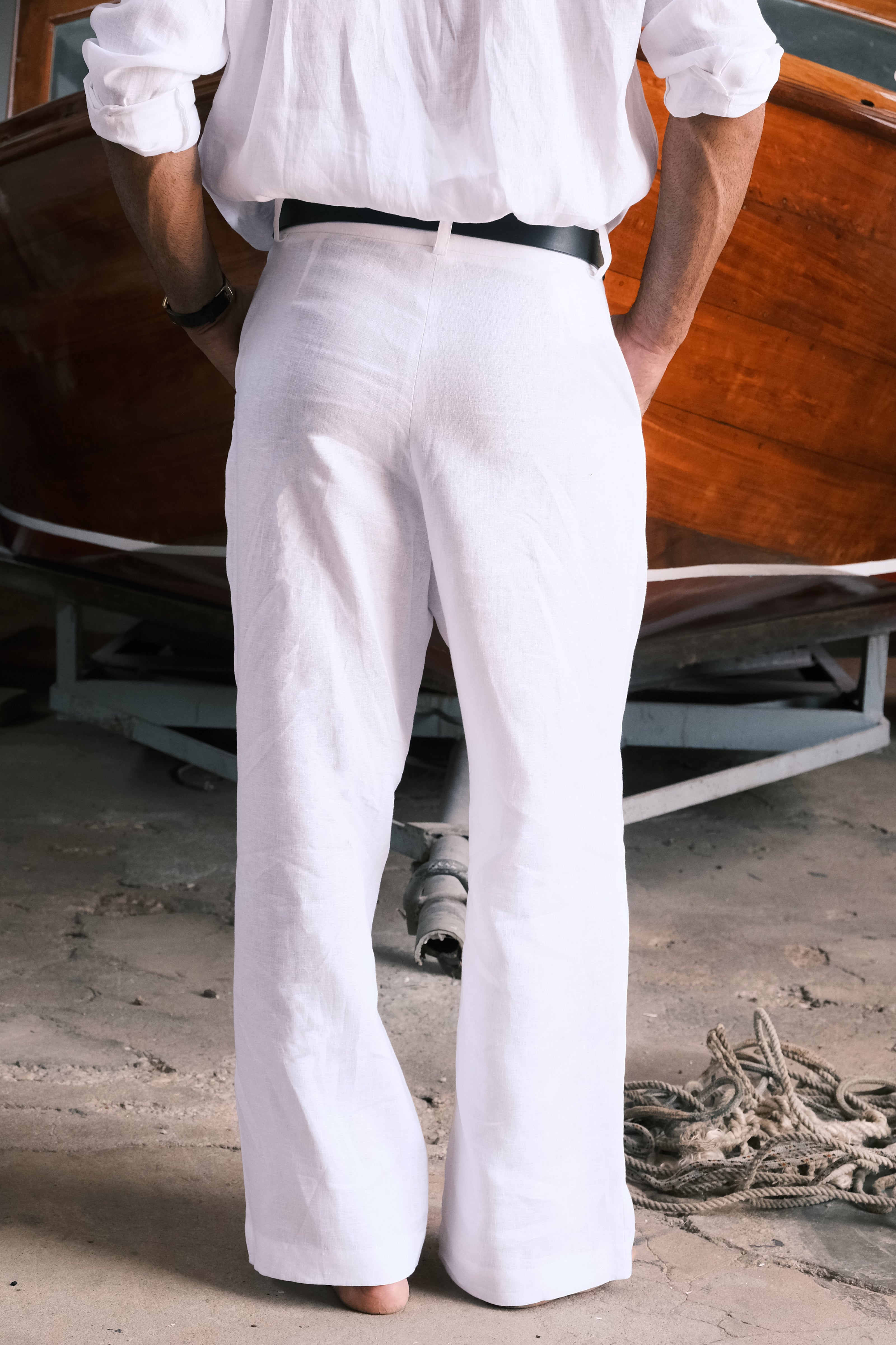 Tailored Trousers — 100% Belgian Linen, White