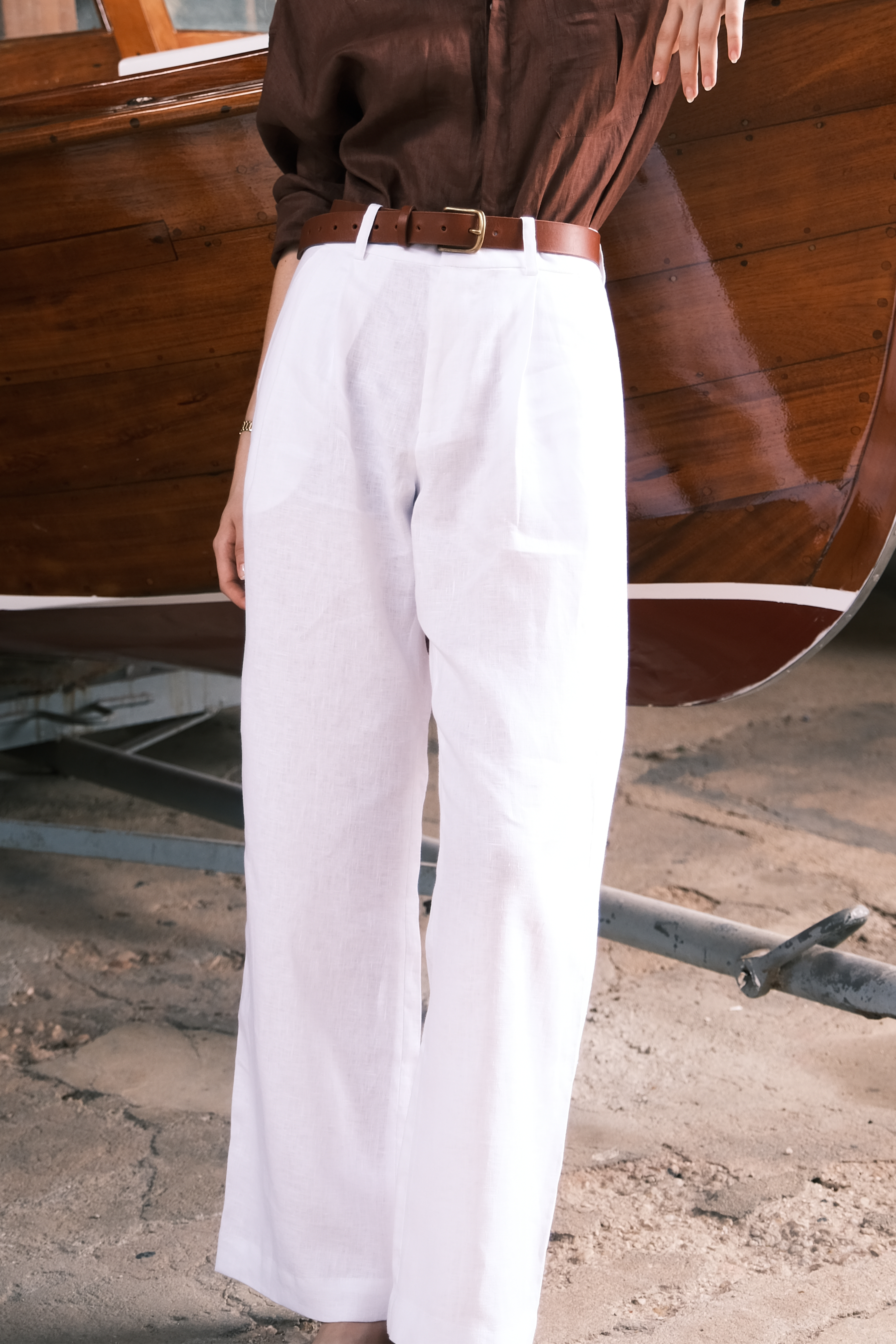 Tailored Trousers — 100% Belgian Linen, White