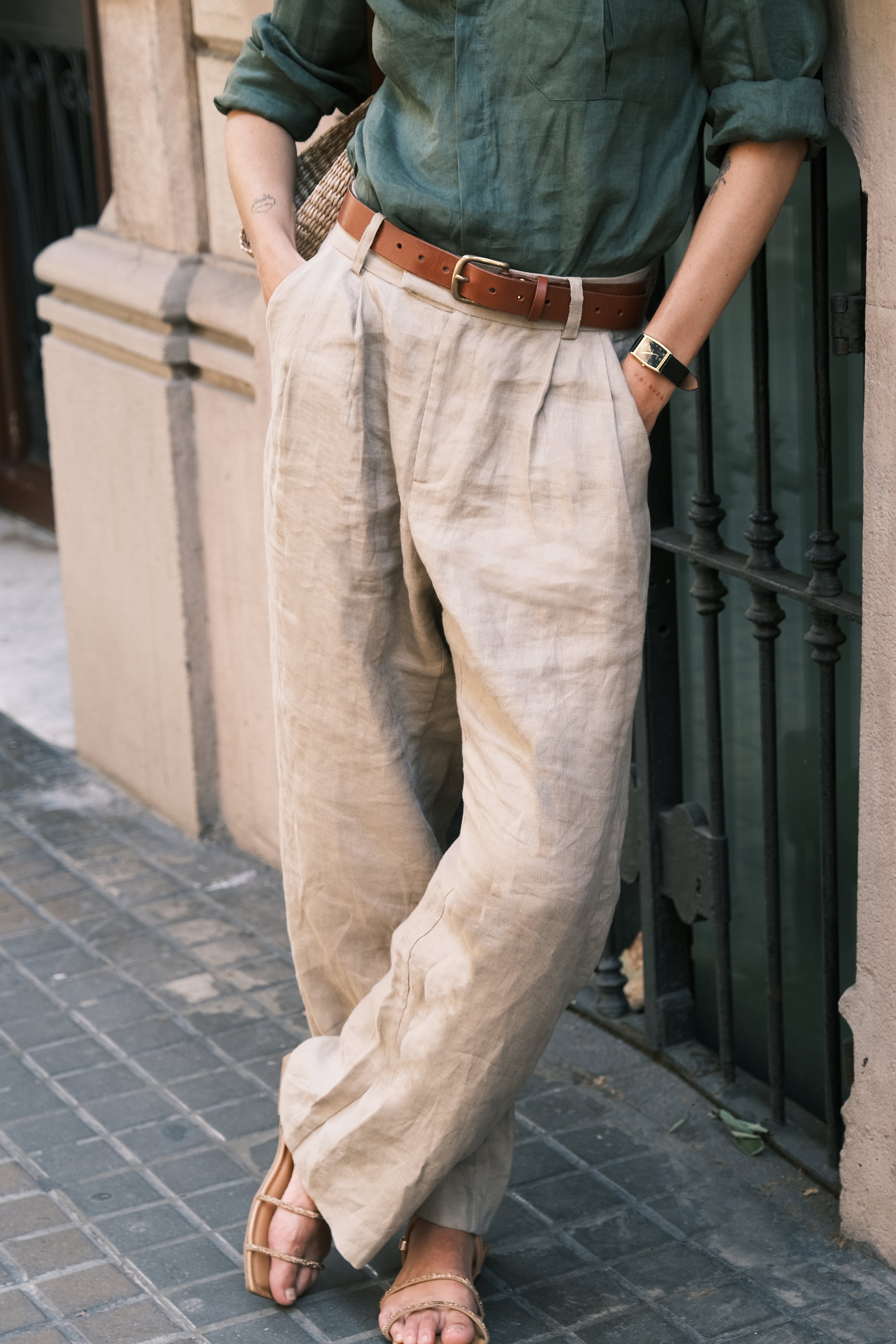Tailored Trousers — 100% Belgian Linen, Beige