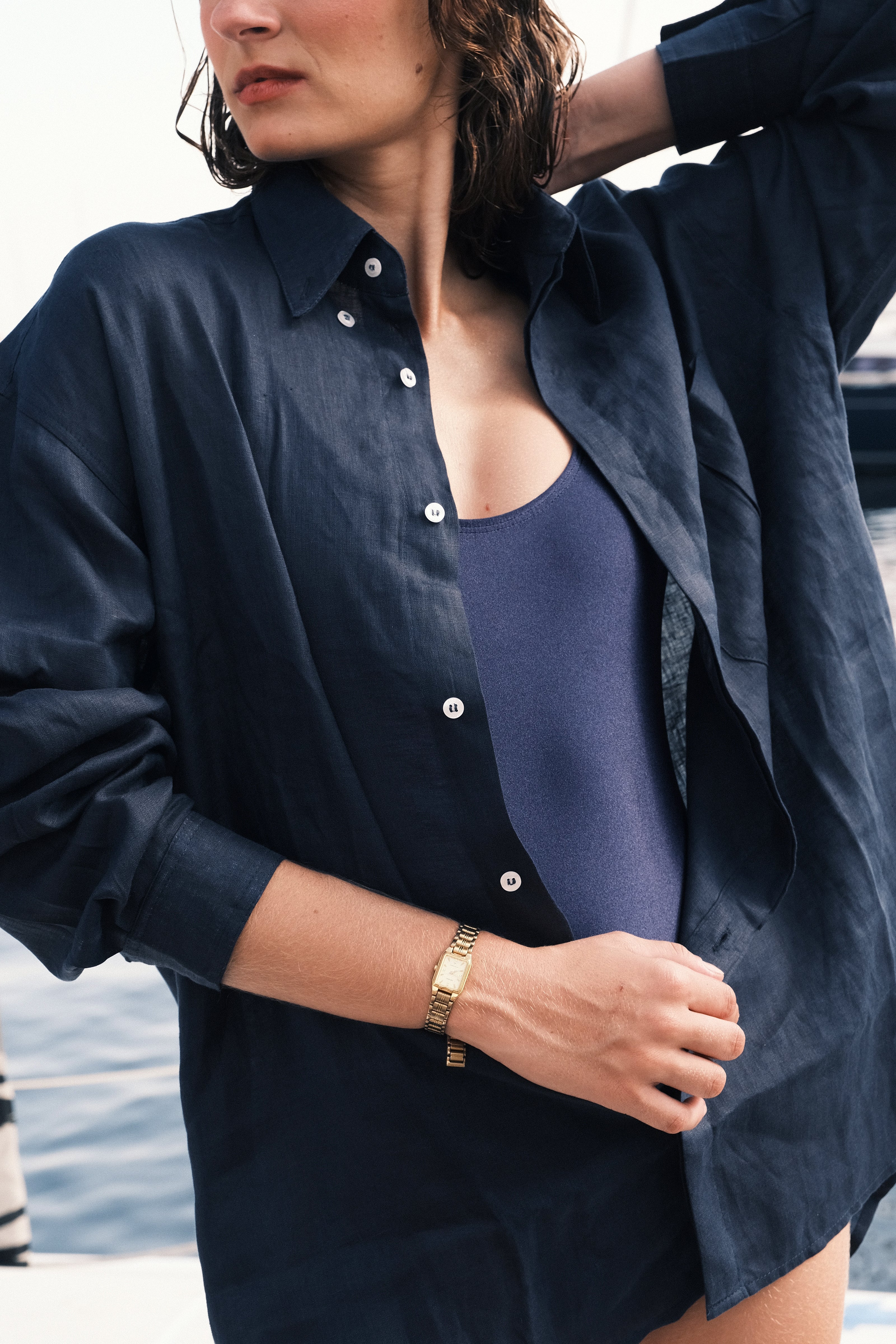 Thomaz Shirt — 100% Linen, Navy