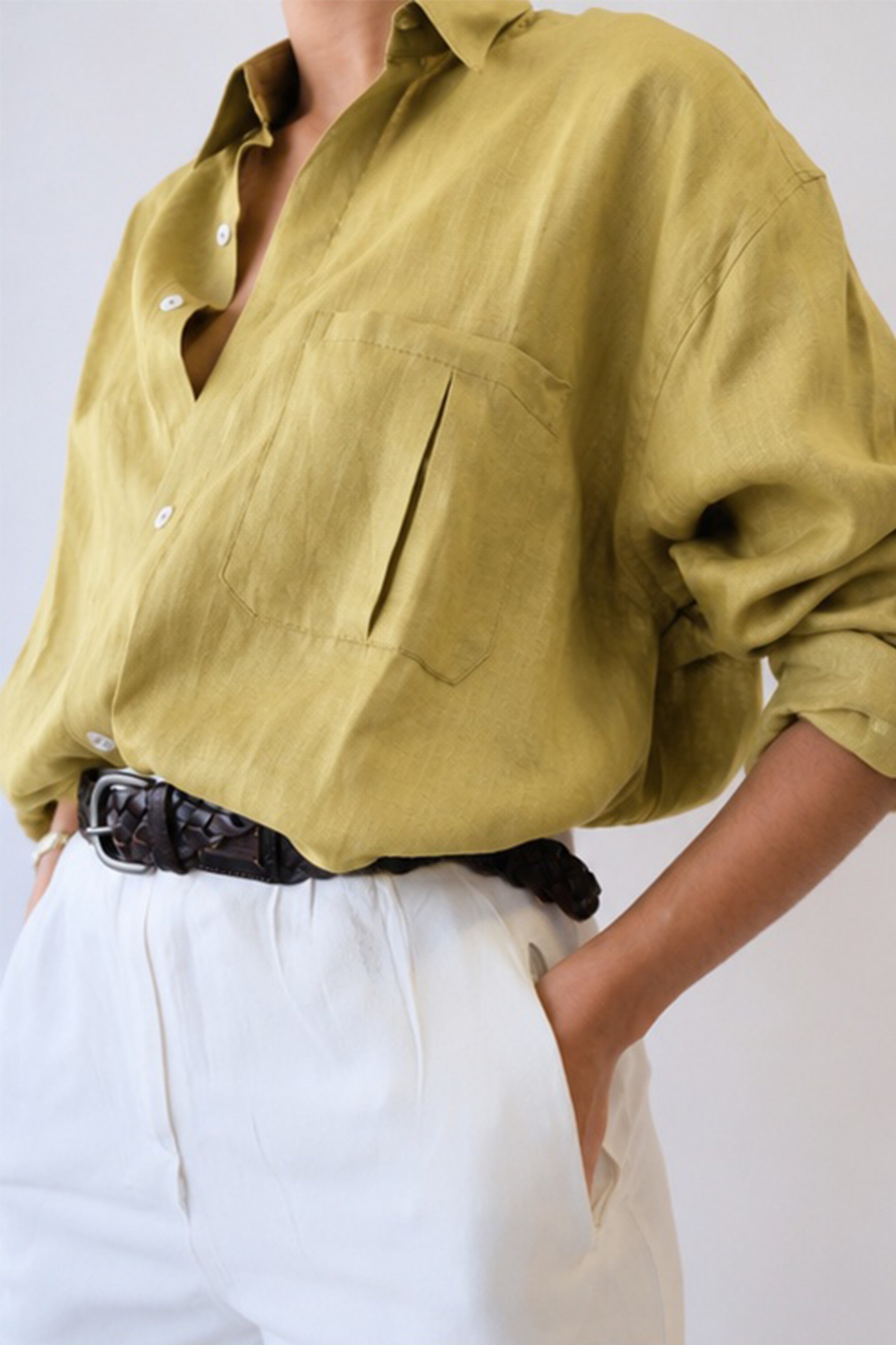 Thomaz Shirt — 100% Linen, Pistachio
