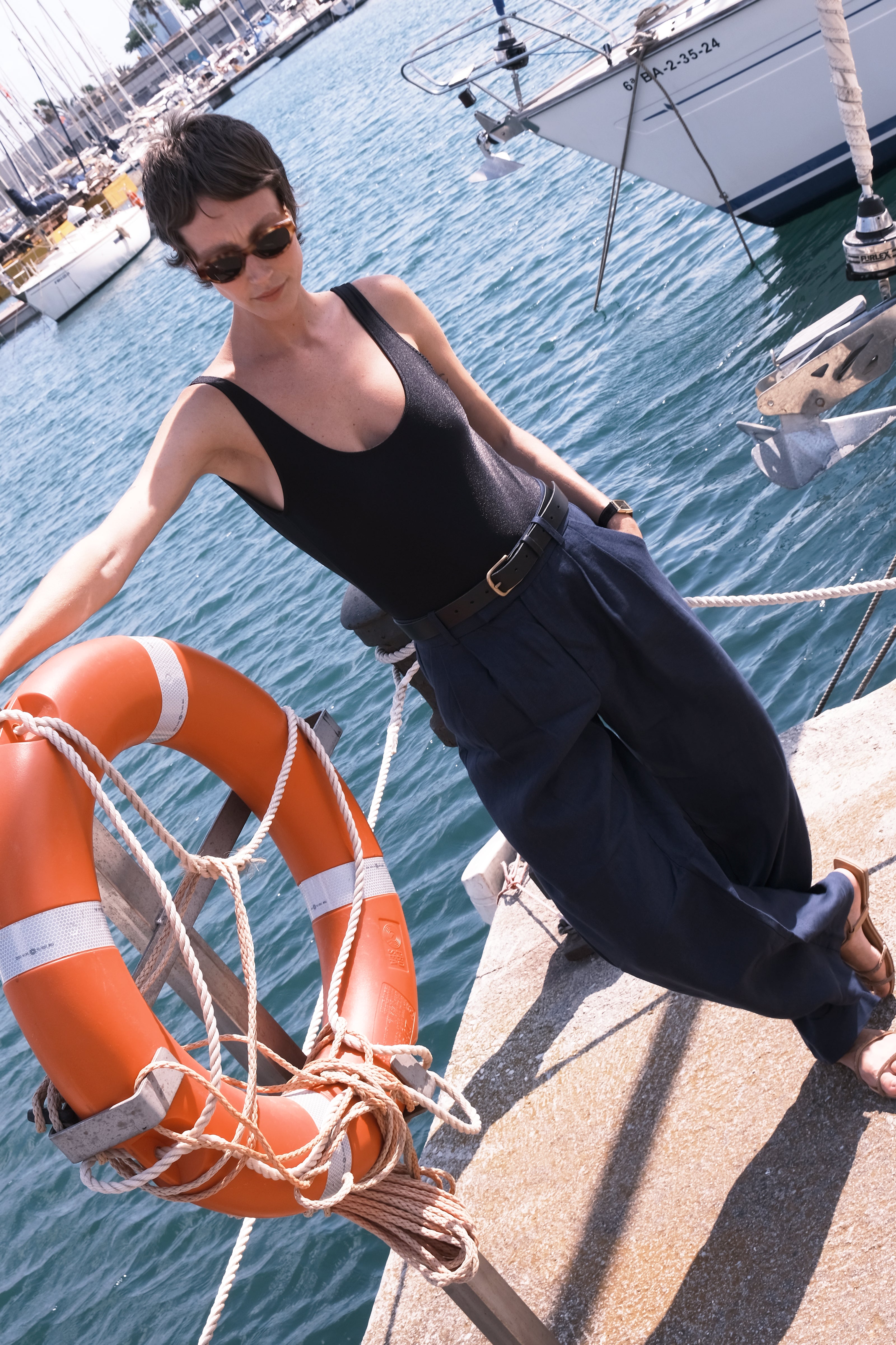 Tailored Trousers — 100% Belgian Linen, Navy