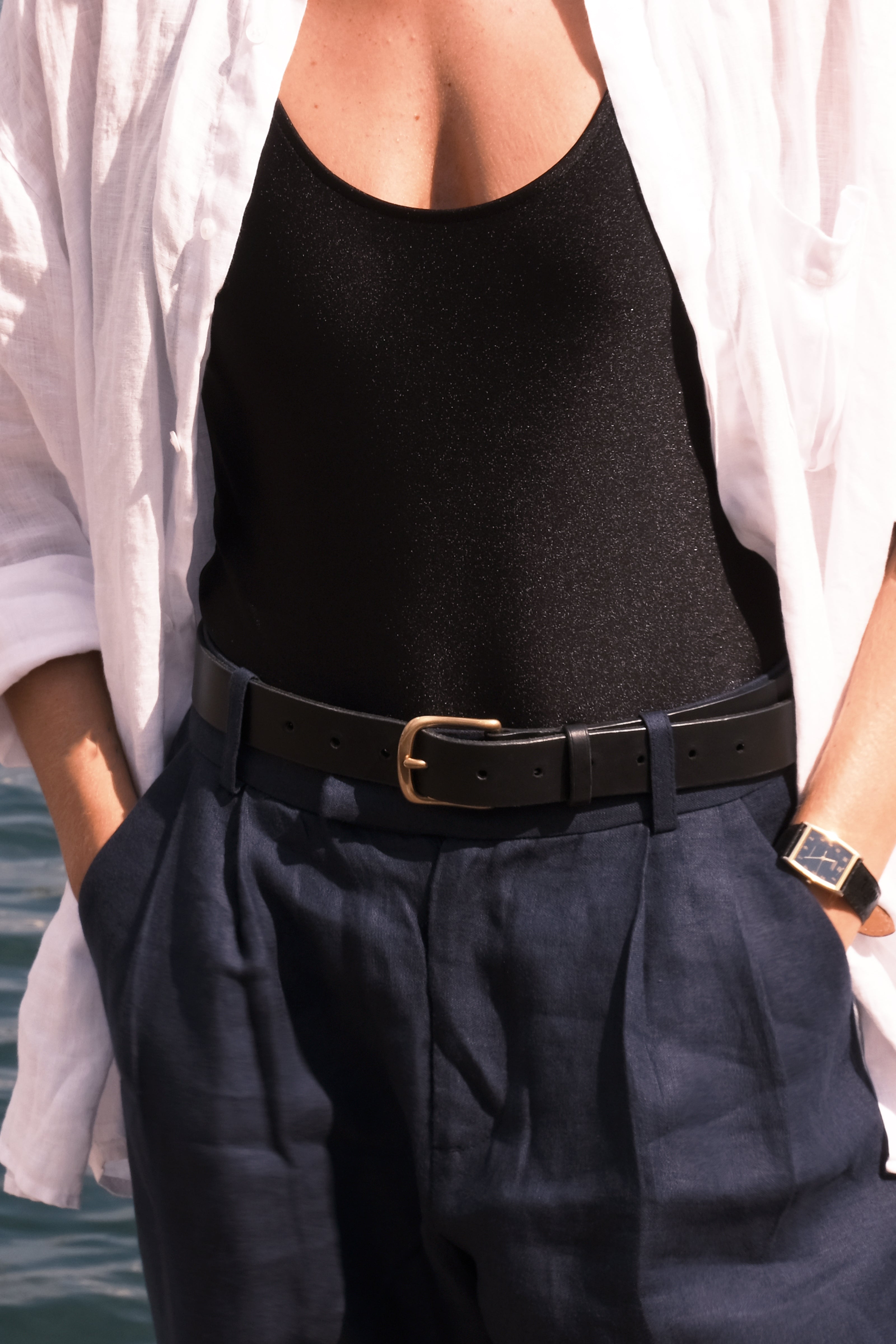 Tailored Trousers — 100% Belgian Linen, Navy
