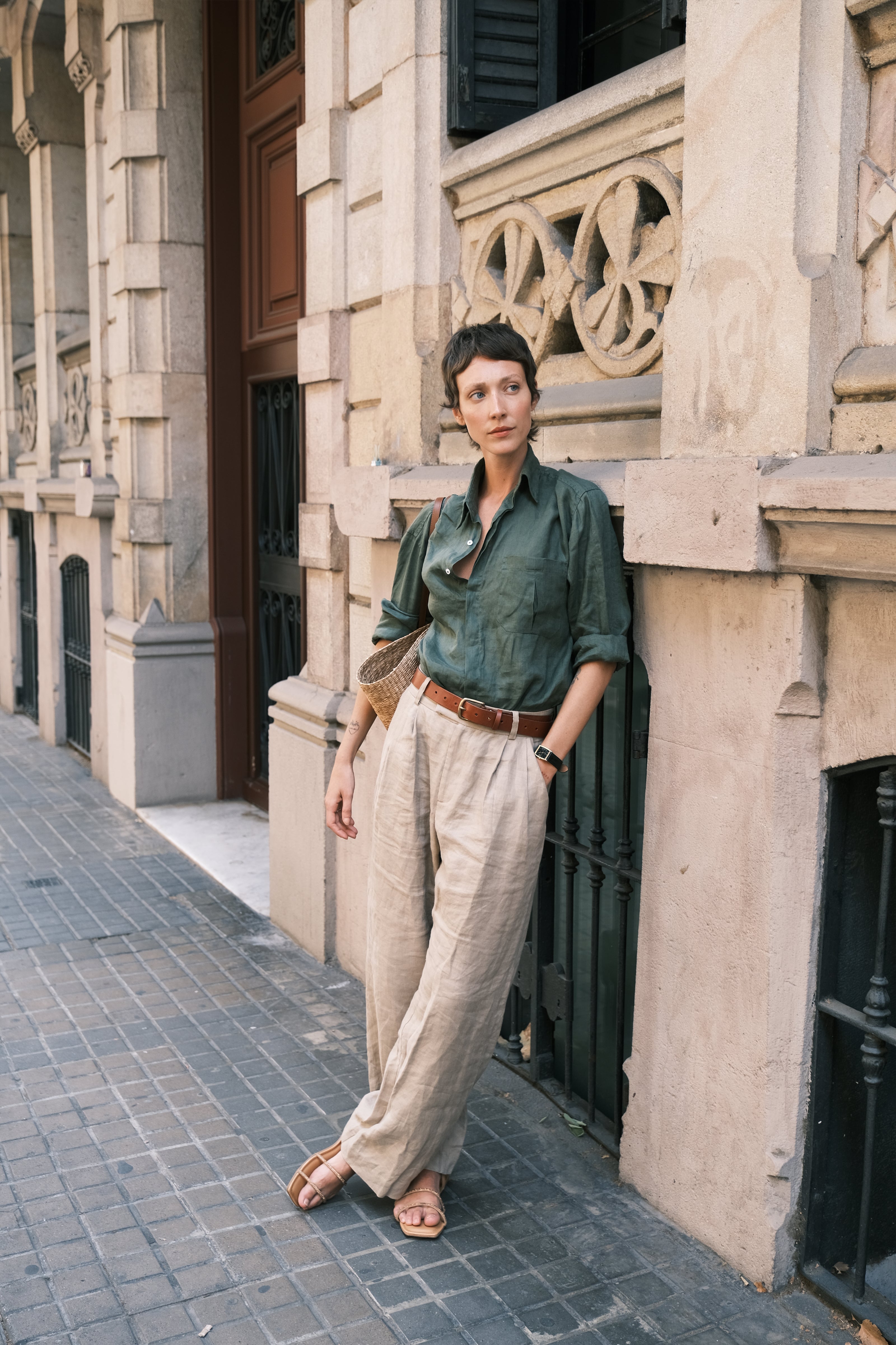 Tailored Trousers — 100% Belgian Linen, Beige