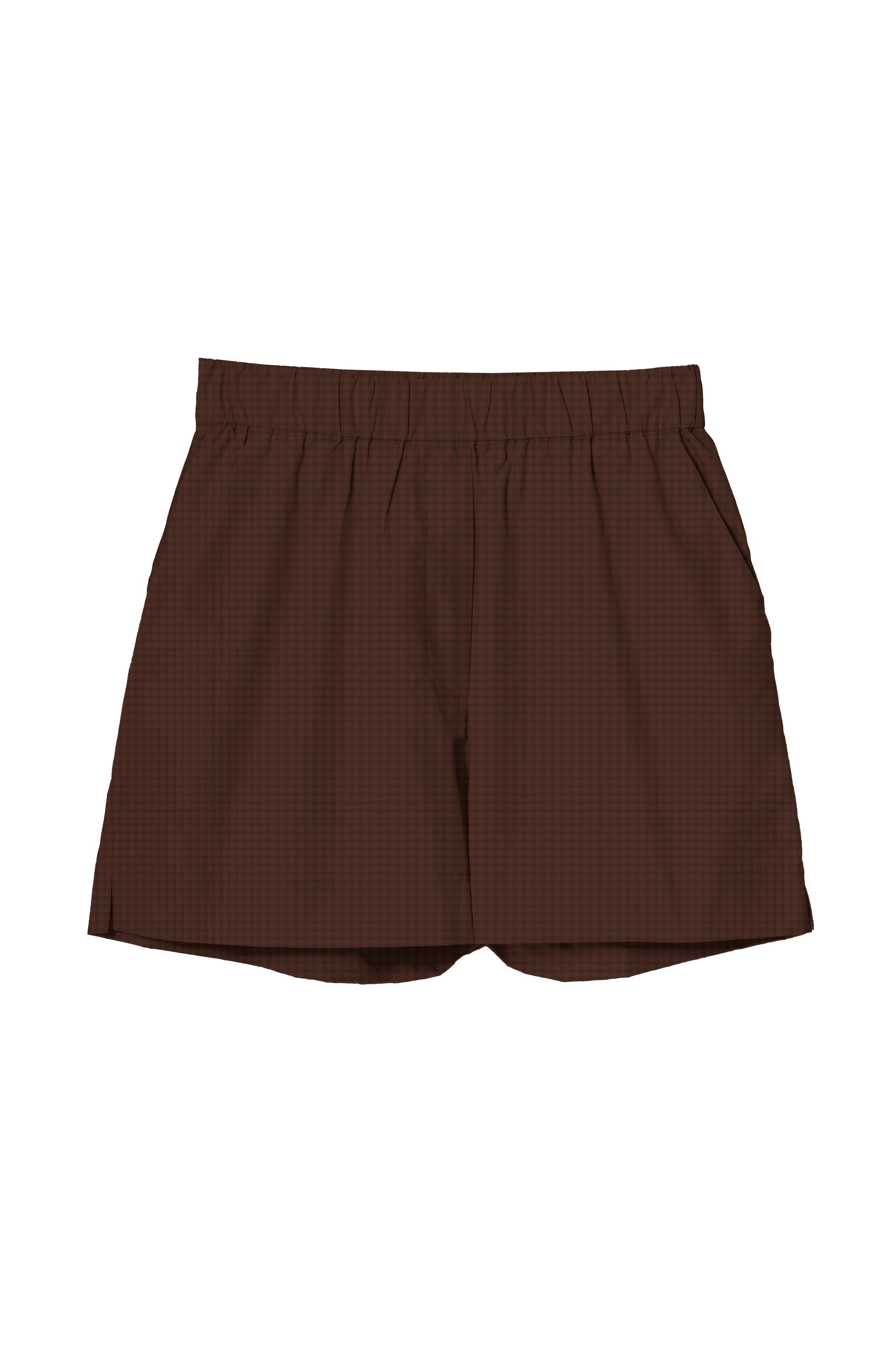 Checked Shorts — 100% Cotton, Brown