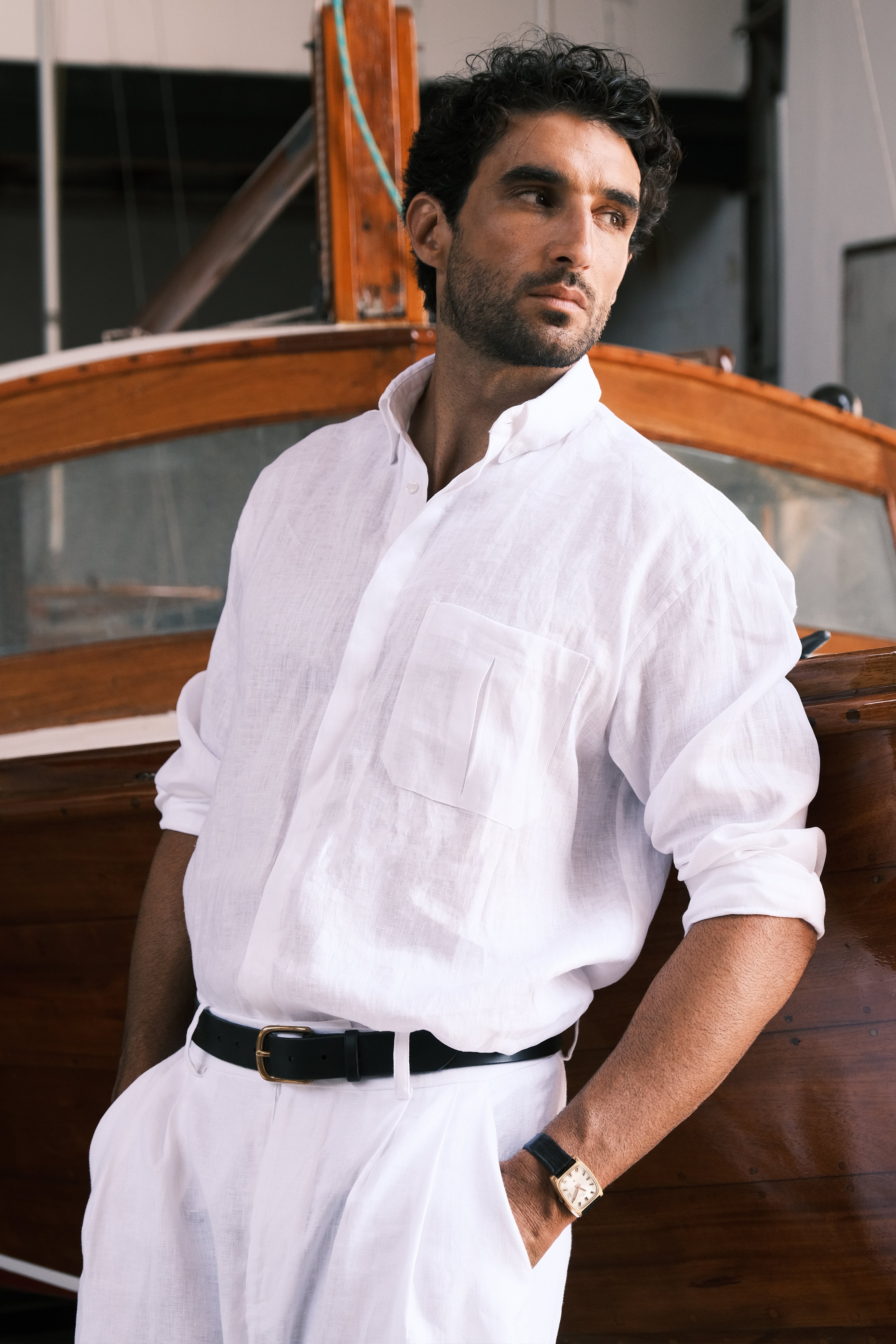 Thomaz Shirt — 100% Linen, White