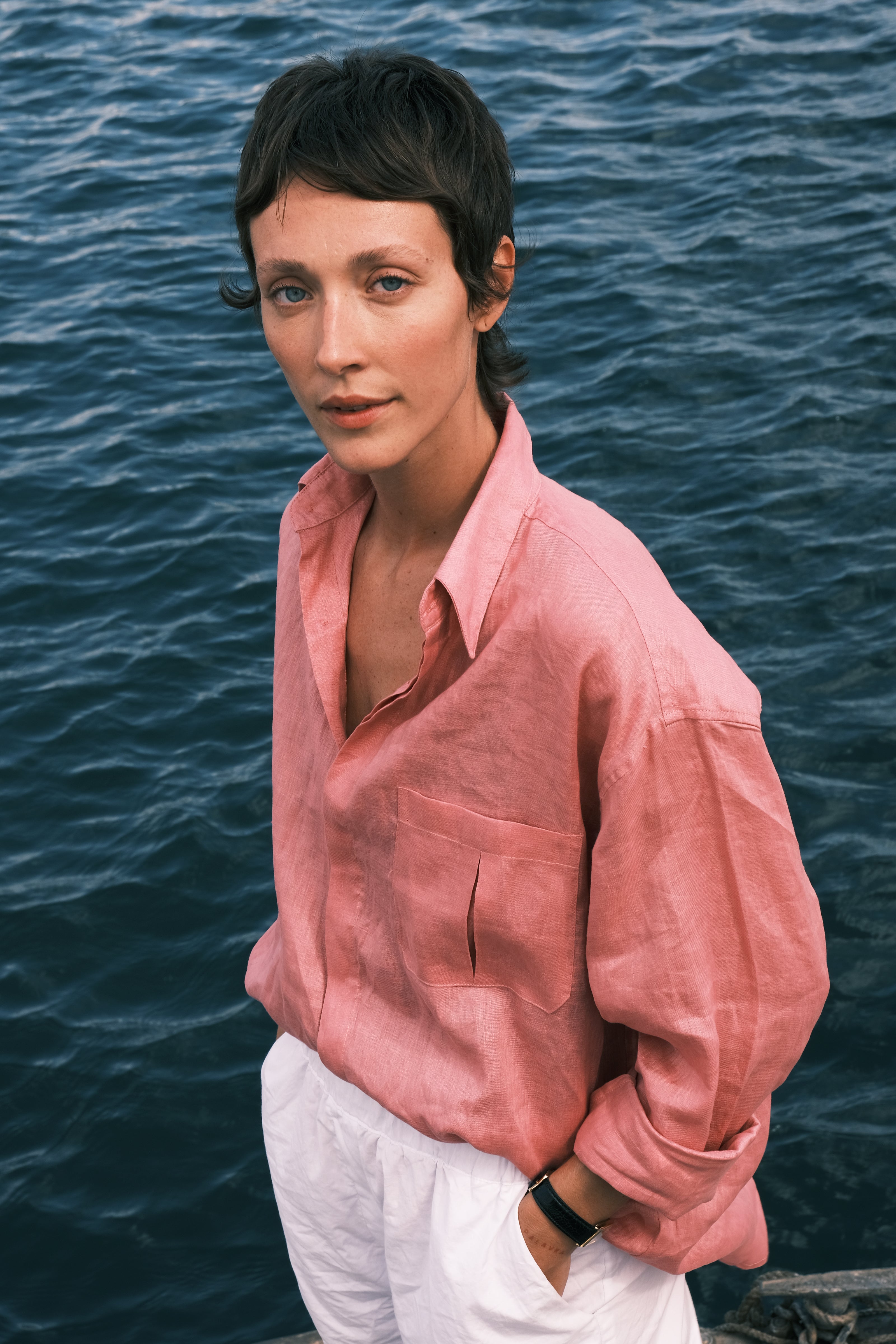 Thomaz Shirt — 100% Linen, Peach