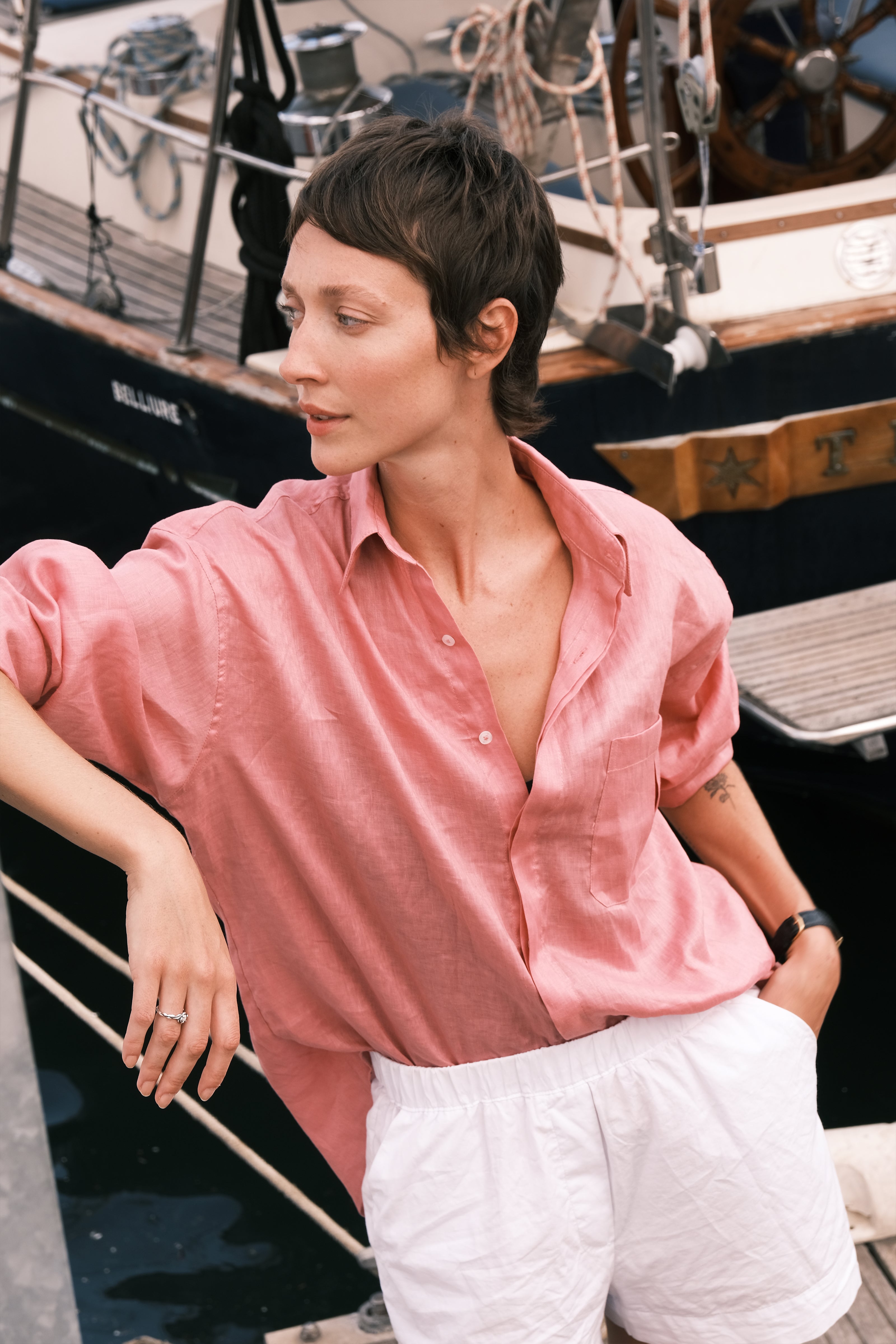 Thomaz Shirt — 100% Linen, Peach