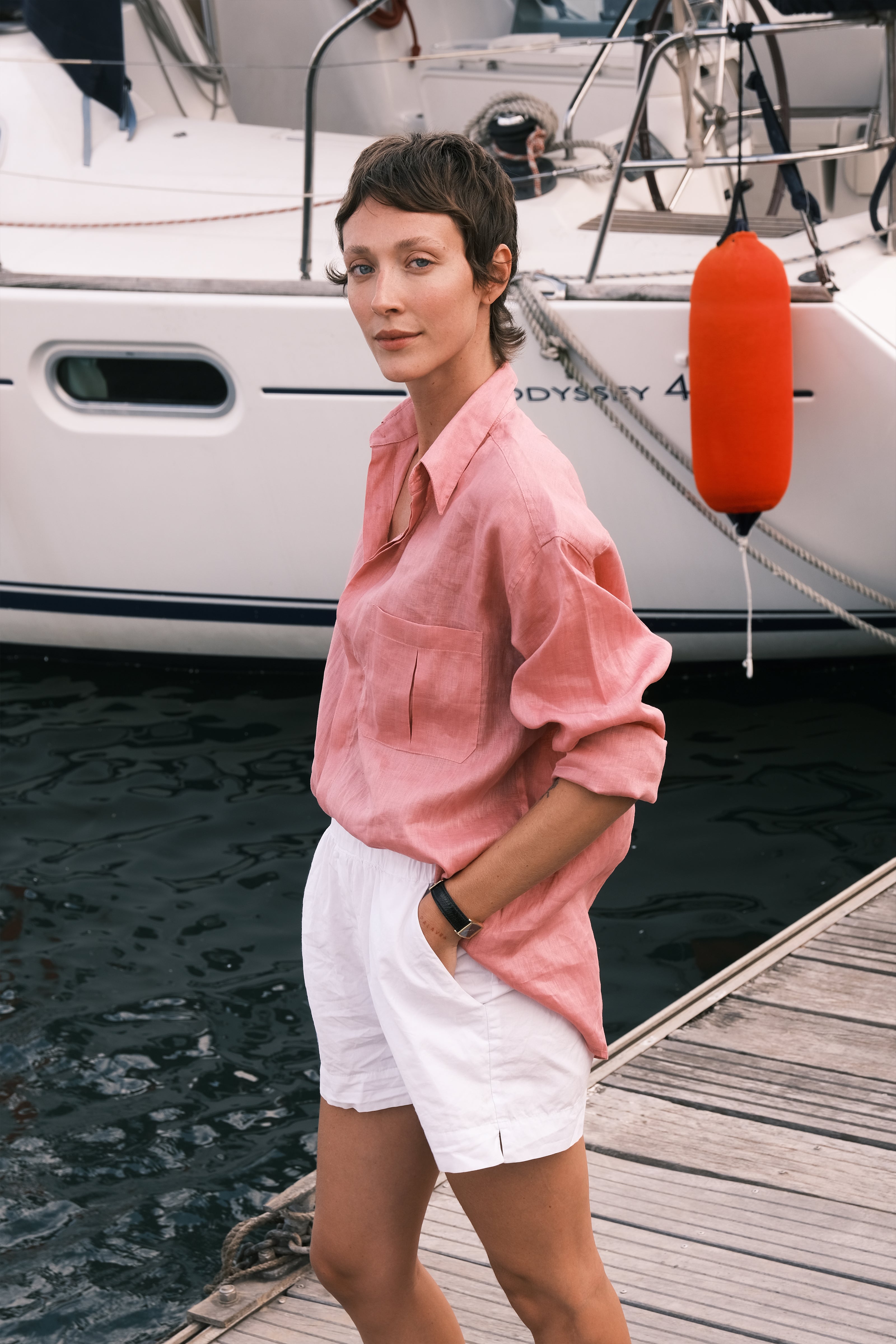 Thomaz Shirt — 100% Linen, Peach