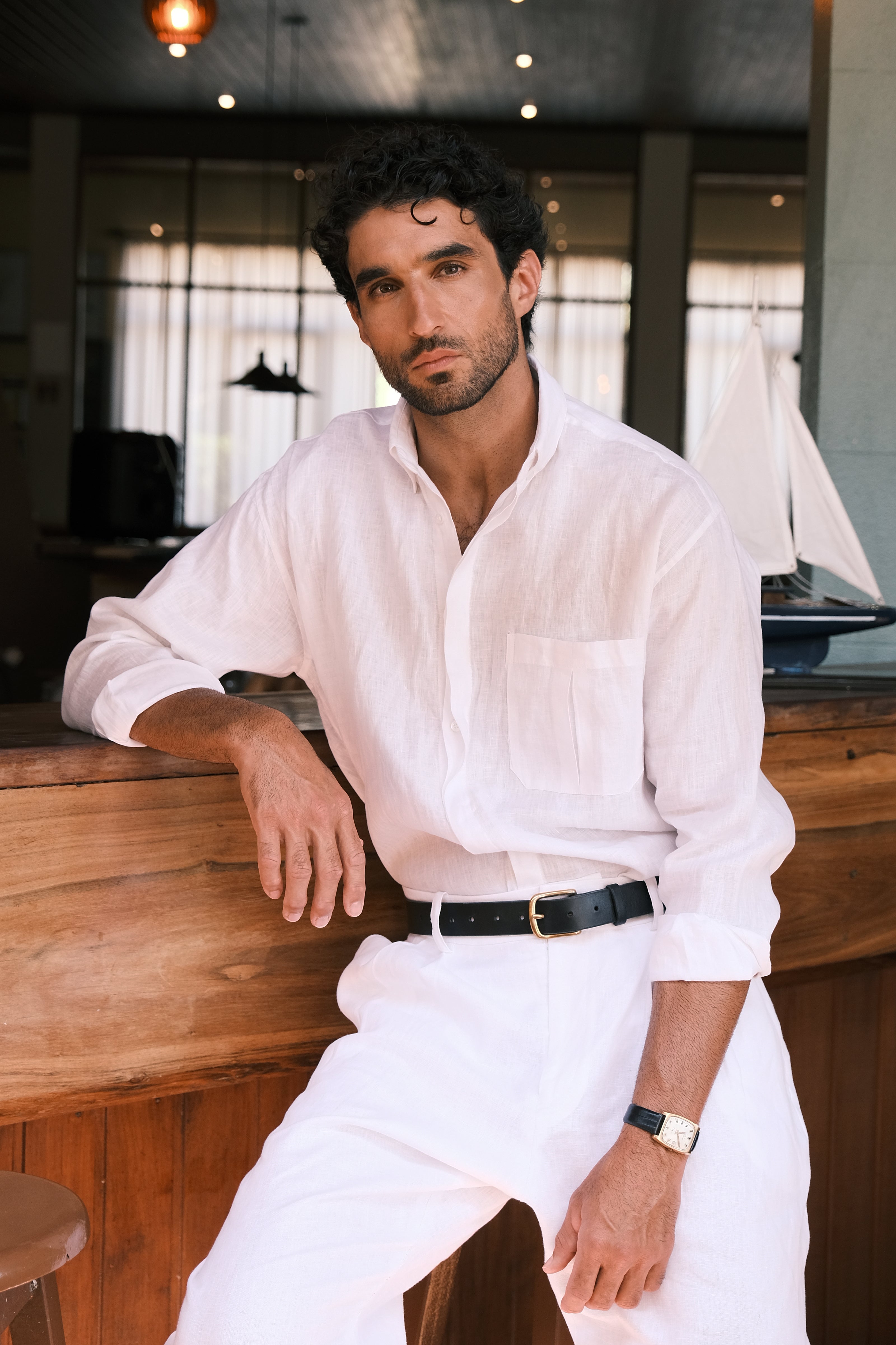 Thomaz Shirt — 100% Linen, White