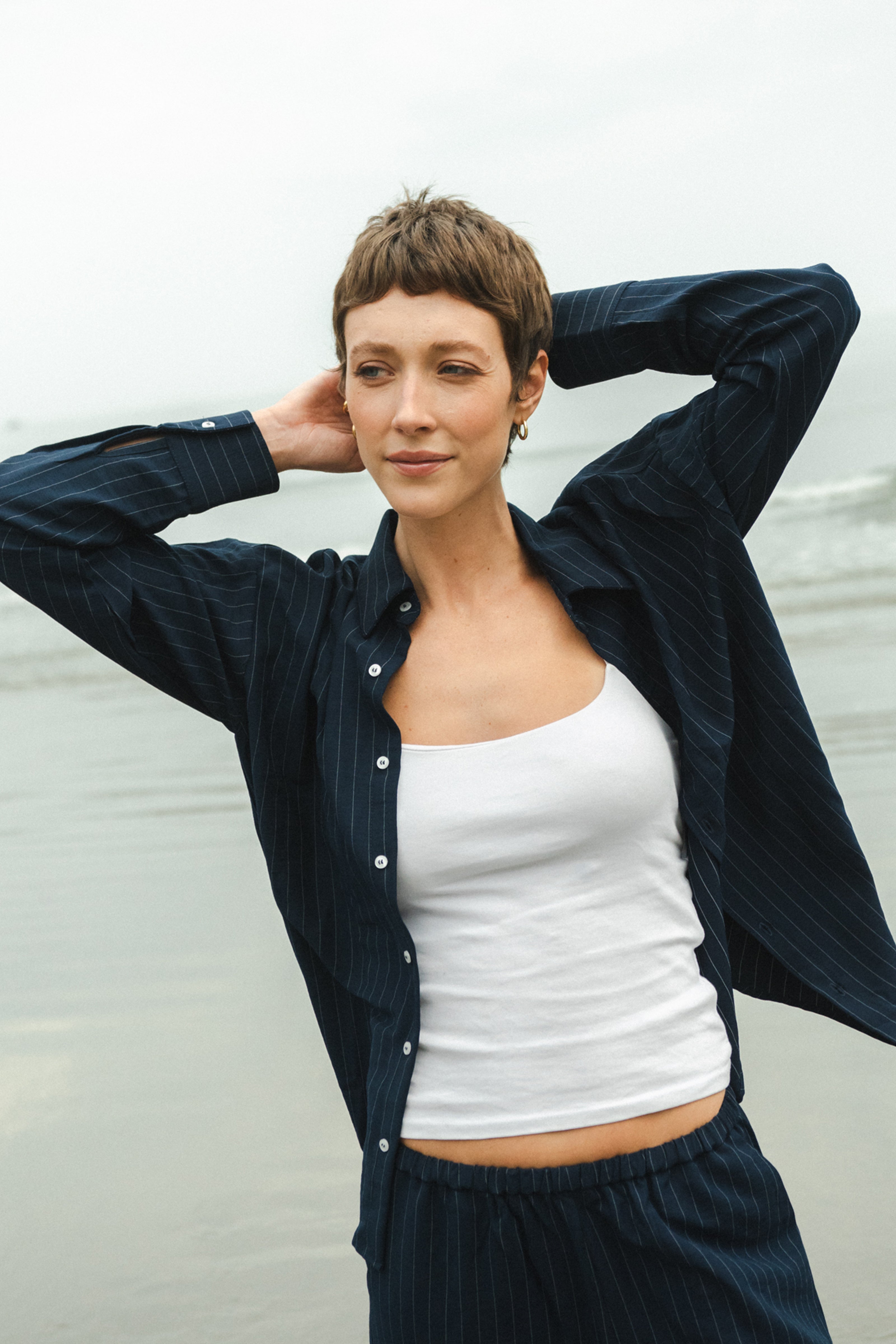 Unisex Striped Shirt — Navy