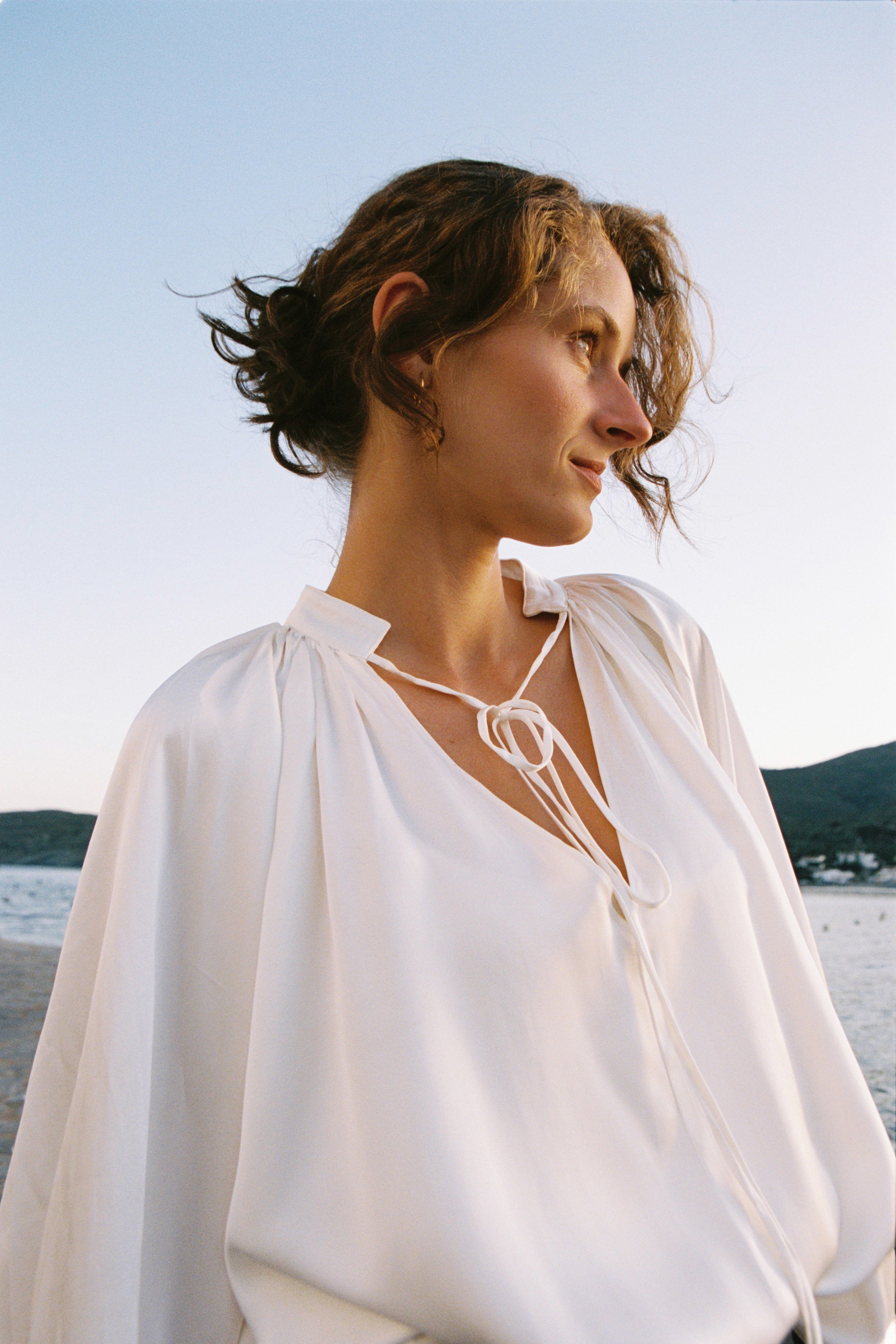 Fluid Satin Viscose Blouse — White