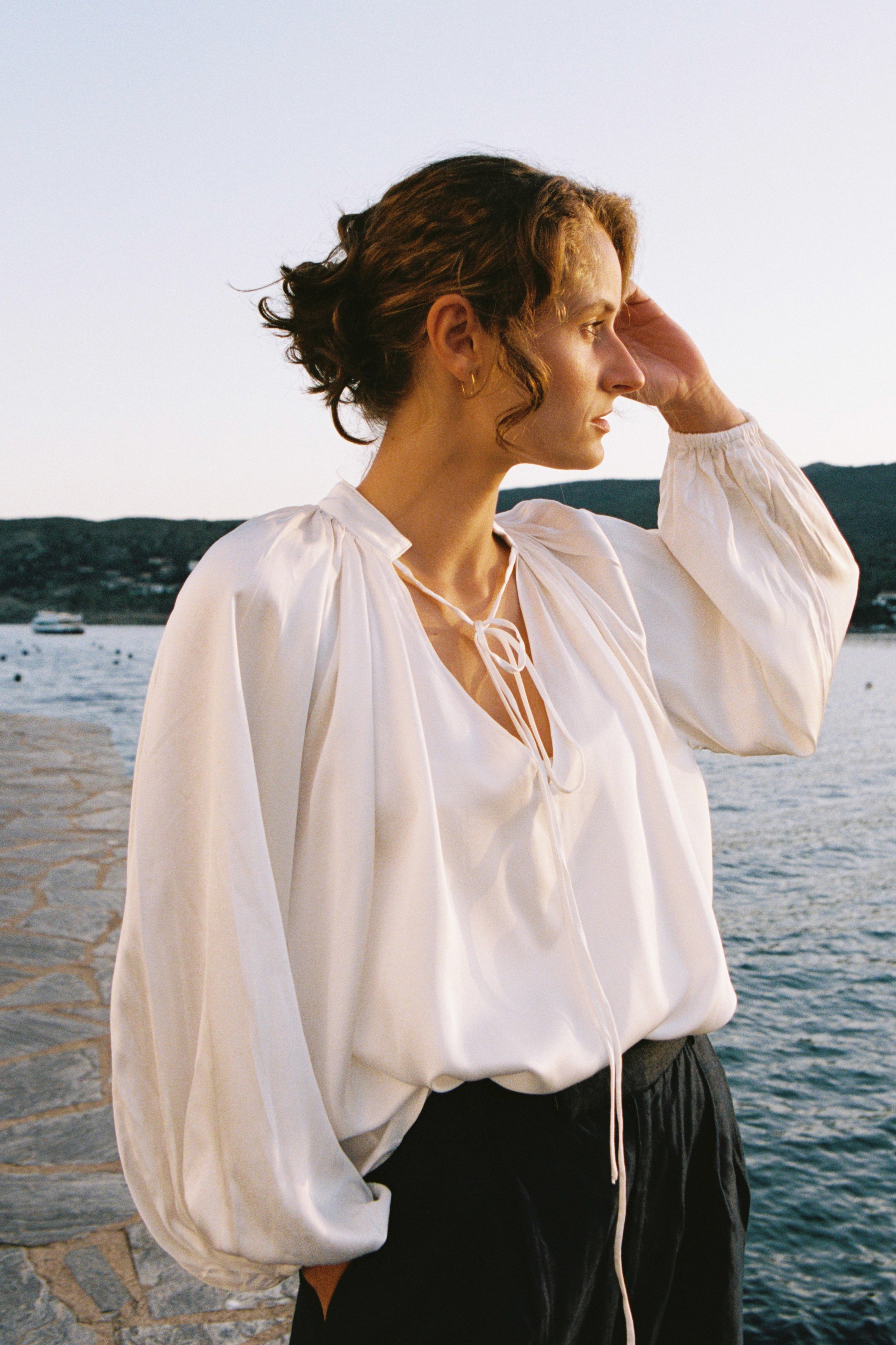 Fluid Satin Viscose Blouse — White