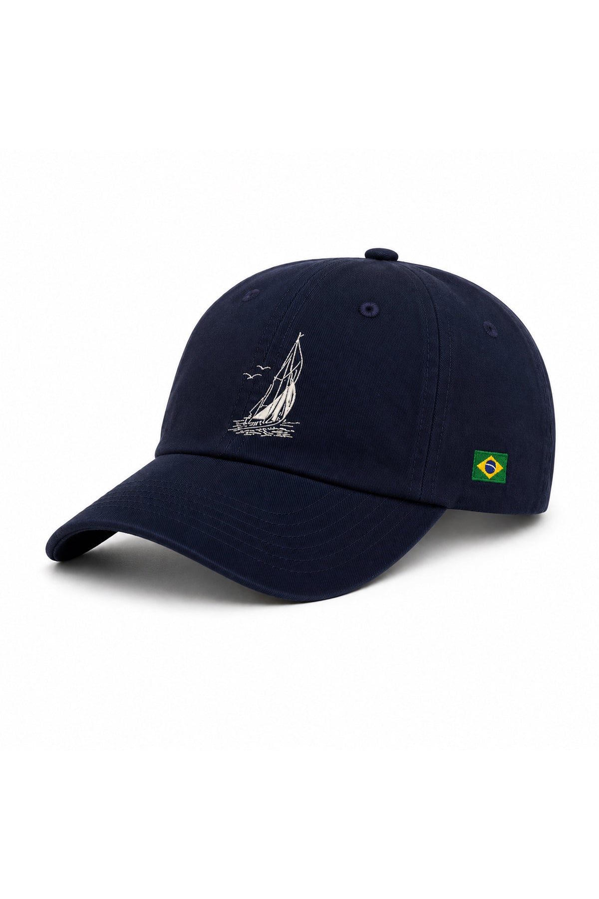 Embroidered Sailboat Cap — Navy