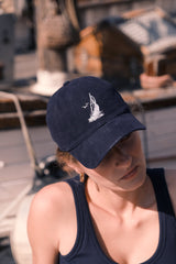 Embroidered Sailboat Cap — Navy