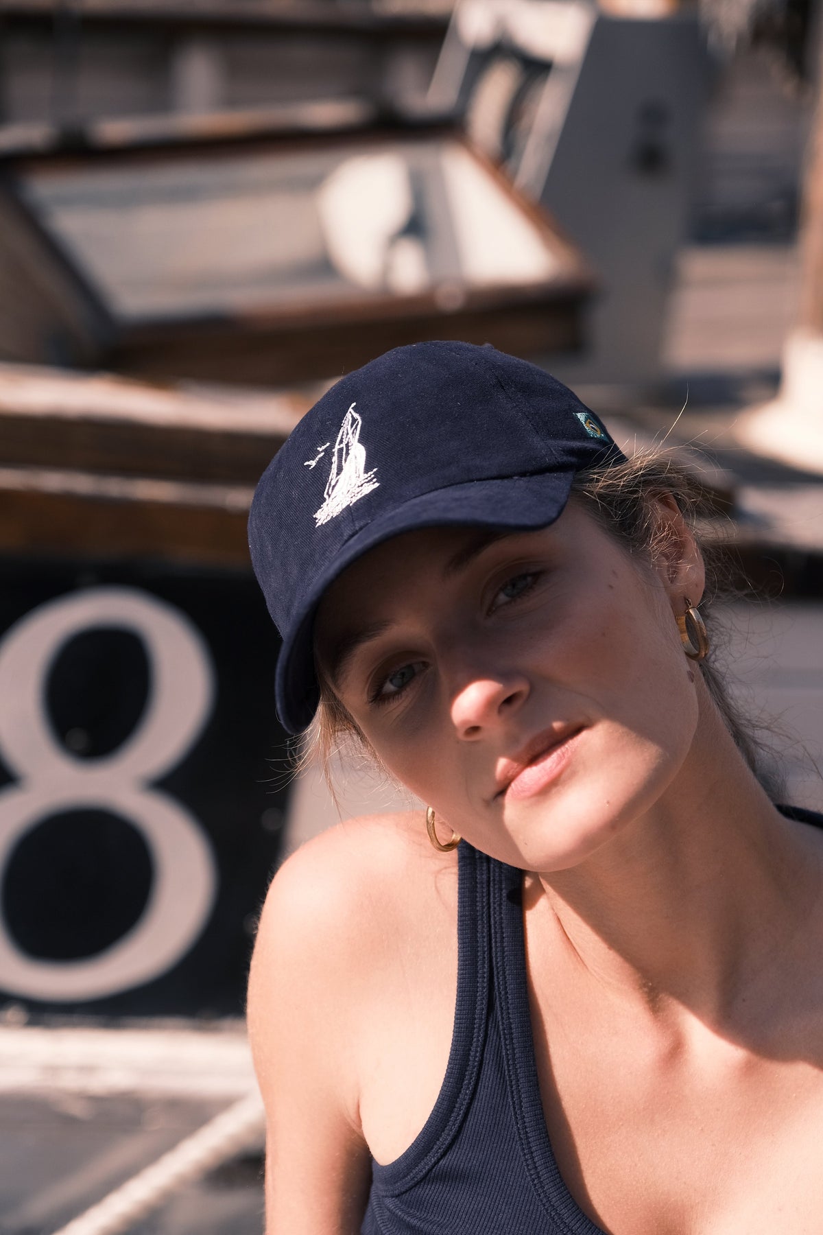 Embroidered Sailboat Cap — Navy