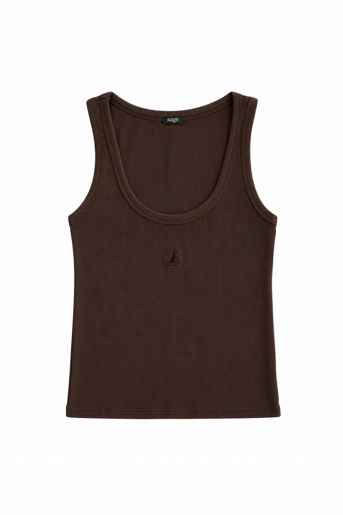 Ribbed Cotton Tank — Coffee Brown