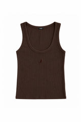 Ribbed Cotton Tank — Coffee Brown