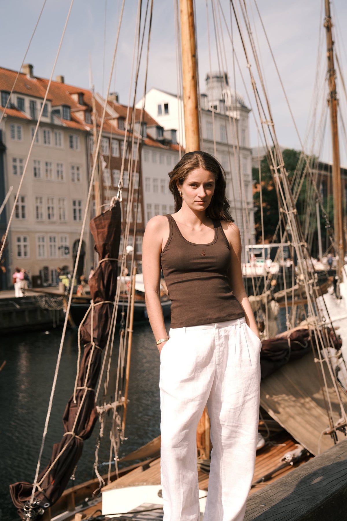 Ribbed Cotton Tank — Coffee Brown