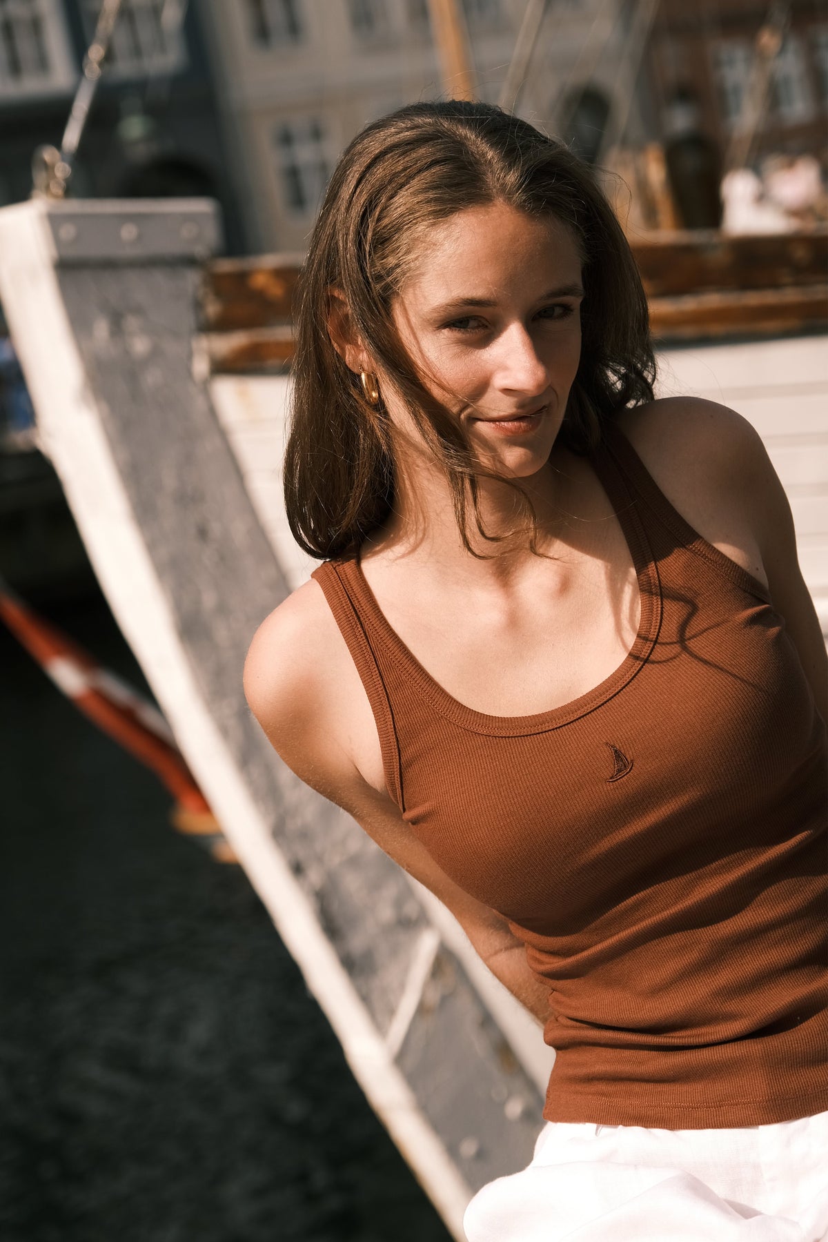 Ribbed Cotton Tank — Cinnamon Brown