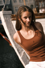 Ribbed Cotton Tank — Cinnamon Brown