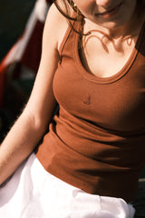 Ribbed Cotton Tank — Cinnamon Brown