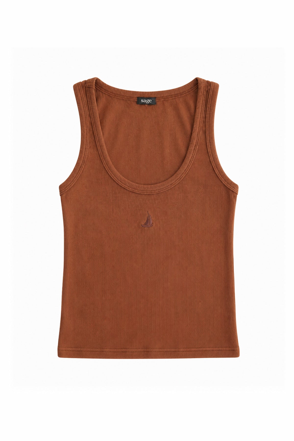 Ribbed Cotton Tank — Cinnamon Brown
