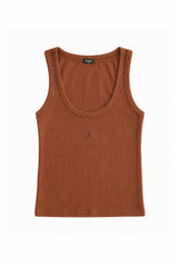 Ribbed Cotton Tank — Cinnamon Brown